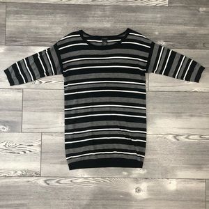 Black and White Striped Ann Taylor 3/4 sweater